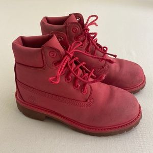 Girls pink Timberland boots